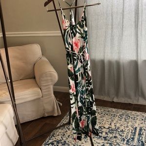 H&M mama palm print dress with tie waist